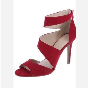 Christian Siriano Red Ankle Strap Stiletto Size 8